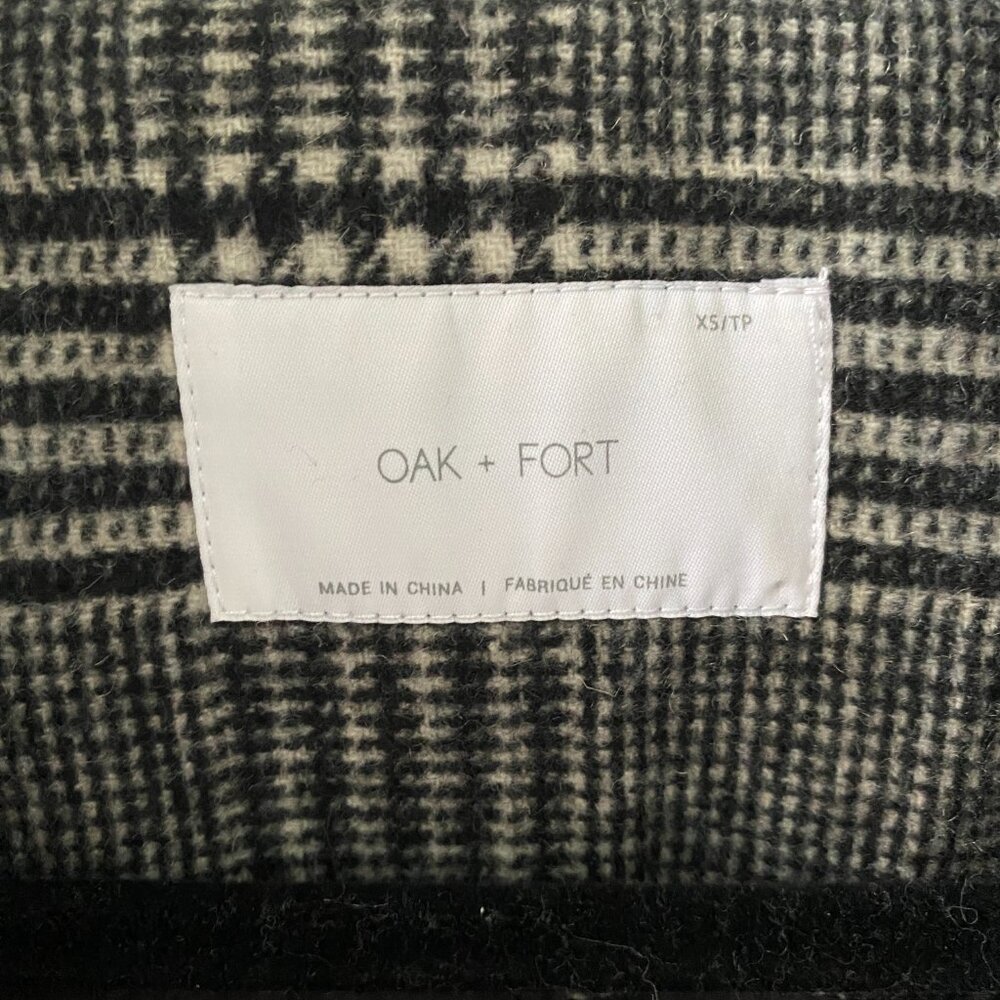 Oak + Fort Black and White Wool Blend Plaid Coat XS - Picture 9 of 14